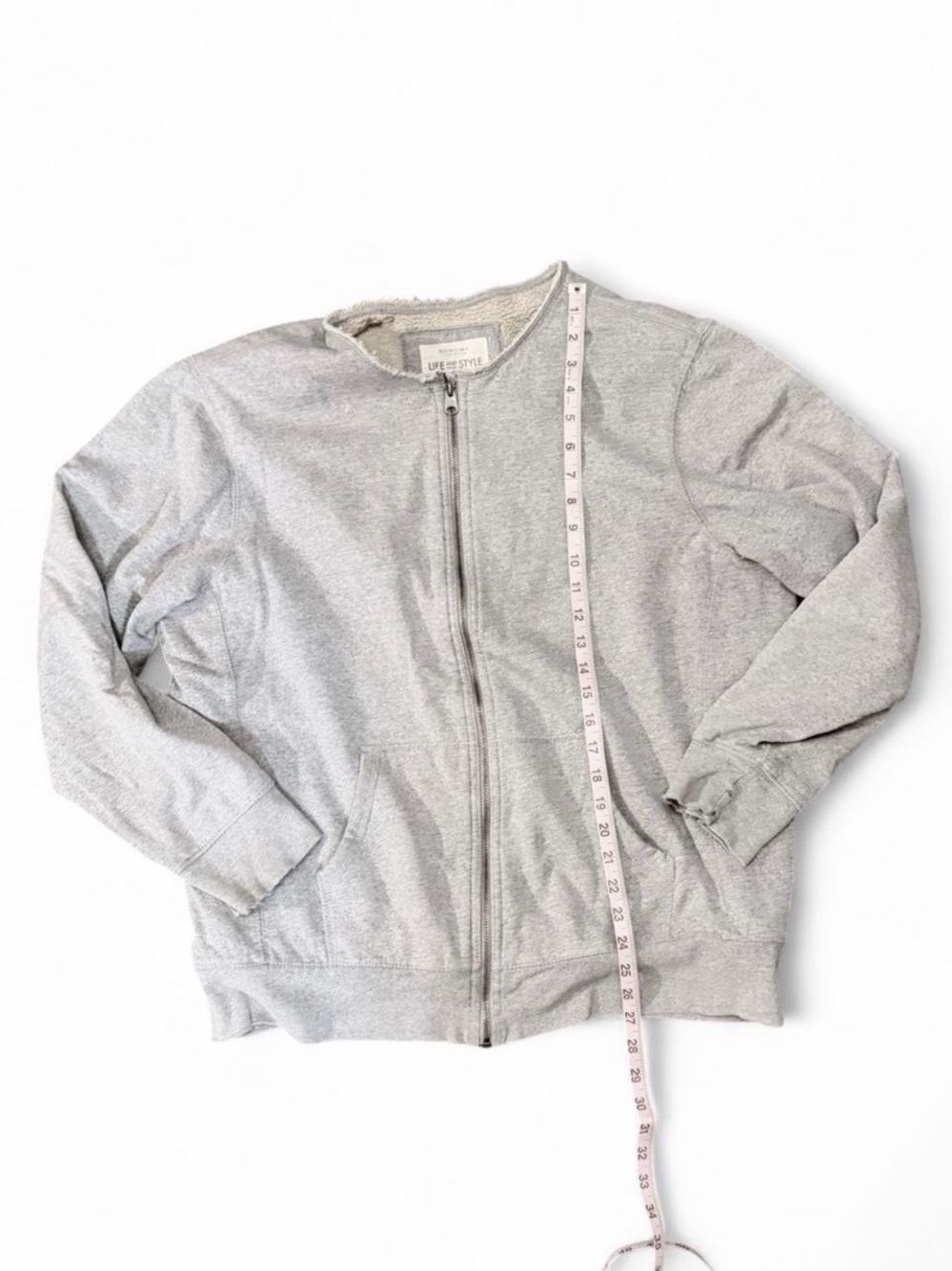 Sonoma Heavy Gray Sherpa Lined Zip Up Sweatshirt Sz L